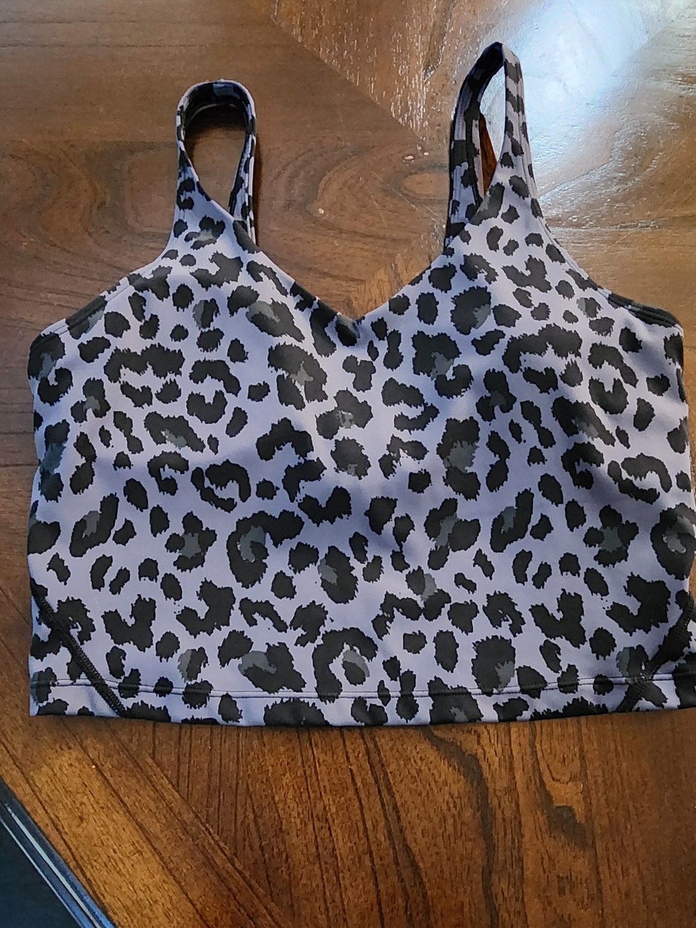 Leopard Print Crop Tank Top - Black and Gray